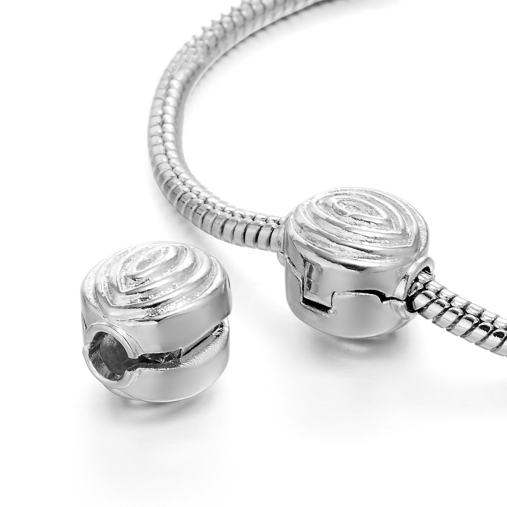 3678 40pcs Silver Color Clip Lock Stopper Clasp Beads DIY fit European